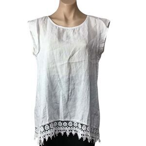 White Lace Trim Blouse